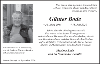 Anzeige von Günter Bode von  Werbepost 