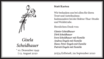 Anzeige von Günter Scheidhauer von  Werbepost 