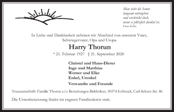 Anzeige von Harry Thorun von  Werbepost 