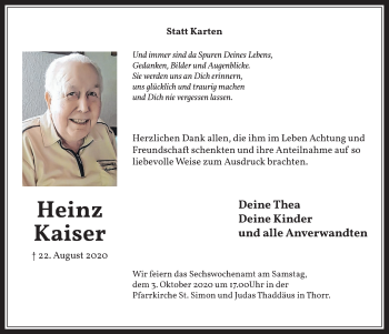 Anzeige von Heinz Kaiser von  Werbepost 