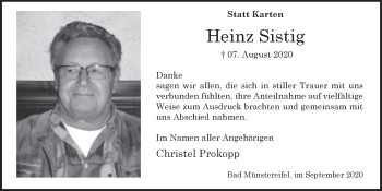 Anzeige von Heinz Sistig von  Blickpunkt Euskirchen 