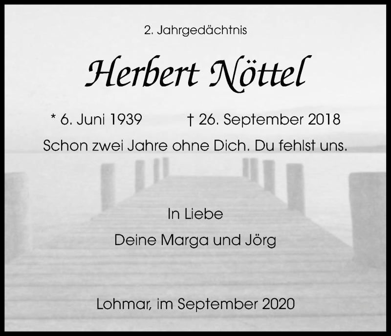  Traueranzeige für Herbert Nöttel vom 26.09.2020 aus Kölner Stadt-Anzeiger / Kölnische Rundschau / Express