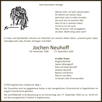 Anzeige von Jochen Neuhoff von  Anzeigen Echo 