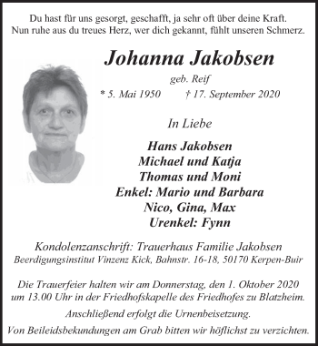 Anzeige von Johanna Jakobsen von  Werbepost 