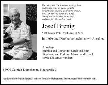 Anzeige von Josef Brenig von  Blickpunkt Euskirchen 