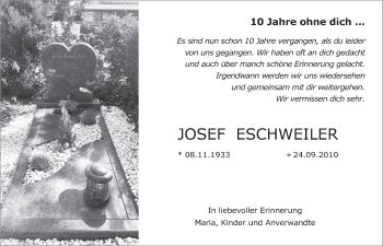Anzeige von Josef Eschweiler von  Werbepost 