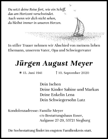 Anzeige von Jürgen August Meyer von Kölner Stadt-Anzeiger / Kölnische Rundschau / Express