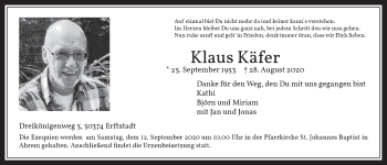 Anzeige von Klaus Käfer von  Werbepost 