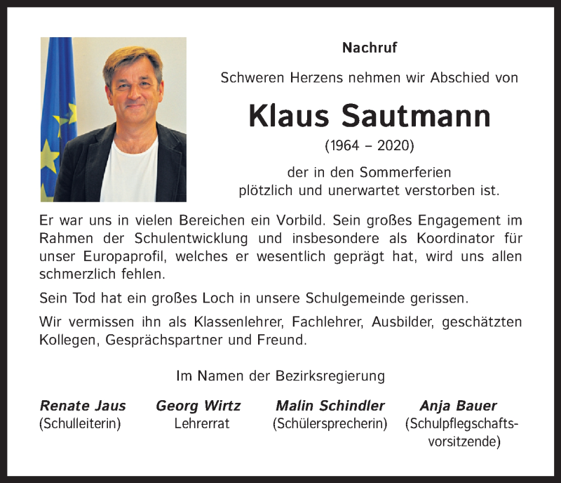  Traueranzeige für Klaus Sautmann vom 05.09.2020 aus Kölner Stadt-Anzeiger / Kölnische Rundschau / Express