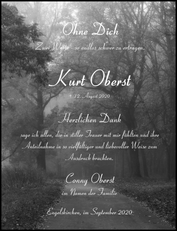 Anzeige von Kurt Oberst von  Anzeigen Echo 