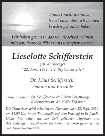 Anzeige von Lieselotte Schifferstein von  Werbepost 