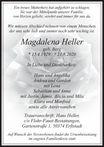 Anzeige von Magdalena Heller von  Werbepost 
