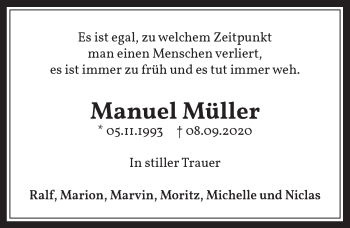 Anzeige von Manuel Müller von  Wochenende 
