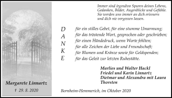 Anzeige von Margarete Linnartz von  Schaufenster/Blickpunkt 