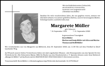 Anzeige von Margarete Müller von Kölner Stadt-Anzeiger / Kölnische Rundschau / Express