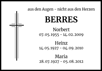 Anzeige von Maria Berres von Kölner Stadt-Anzeiger / Kölnische Rundschau / Express