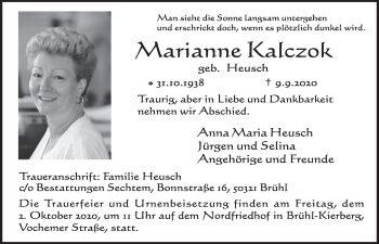 Anzeige von Marianne Kalczok von  Schlossbote/Werbekurier 