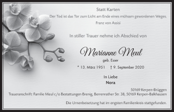 Anzeige von Marianne Meul von  Werbepost 
