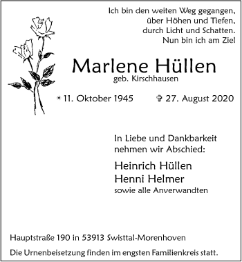 Anzeige von Marlene Hüllen von  Schaufenster/Blickpunkt 