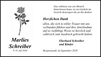 Anzeige von Marlies Schreiber von Kölner Stadt-Anzeiger / Kölnische Rundschau / Express