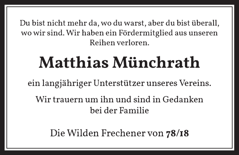  Traueranzeige für Matthias Münchrath vom 11.09.2020 aus  Wochenende 