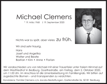 Anzeige von Michael Clemens von  Werbepost 