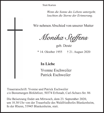 Anzeige von Monika Steffens von  Werbepost 