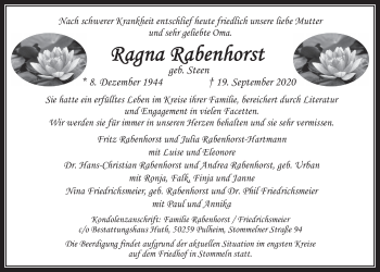 Anzeige von Ragna Rabenhorst von  Wochenende 