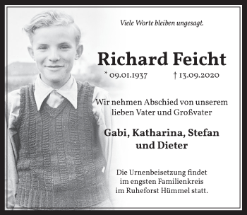 Anzeige von Richard Feicht von  Werbepost 