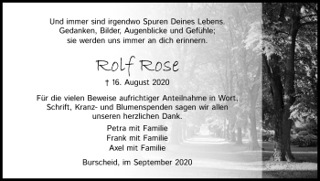 Anzeige von Rolf Rose von Kölner Stadt-Anzeiger / Kölnische Rundschau / Express