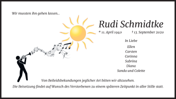 Anzeige von Rudi Schmidtke von Kölner Stadt-Anzeiger / Kölnische Rundschau / Express
