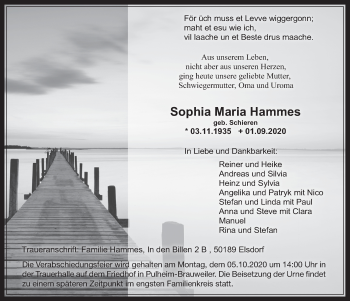 Anzeige von Sophia Maria Hammes von  Werbepost 