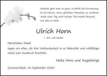 Anzeige von Ulrich Horn von  Anzeigen Echo 