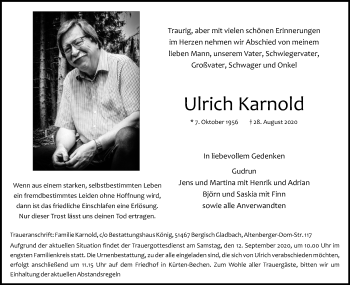 Anzeige von Ulrich Karnold von Kölner Stadt-Anzeiger / Kölnische Rundschau / Express