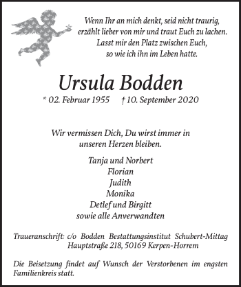 Anzeige von Ursula Bodden von  Werbepost 