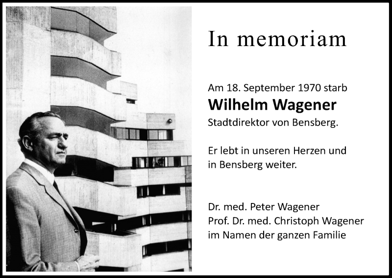  Traueranzeige für Wilhelm Wagener vom 16.09.2020 aus Kölner Stadt-Anzeiger / Kölnische Rundschau / Express