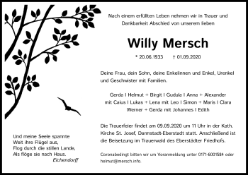 Anzeige von Willy Mersch von Kölner Stadt-Anzeiger / Kölnische Rundschau / Express