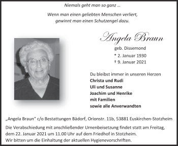 Anzeige von Angela Braun von  Blickpunkt Euskirchen 