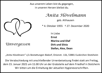 Anzeige von Anita Hövelmann von  Blickpunkt Euskirchen 