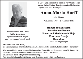 Anzeige von Anna-Maria Harff von  Werbepost 