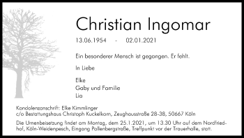Anzeige von Christian Ingomar von Kölner Stadt-Anzeiger / Kölnische Rundschau / Express
