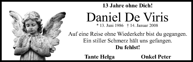  Traueranzeige für Daniel De Viris vom 18.07.2023 aus Kölner Stadt-Anzeiger / Kölnische Rundschau / Express