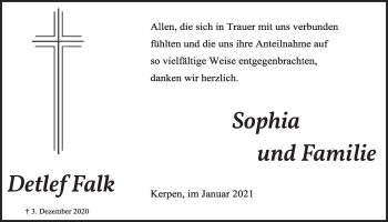 Anzeige von Detlef Falk von  Werbepost 