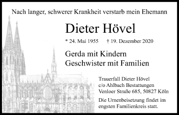 Anzeige von Dieter Hövel von Kölner Stadt-Anzeiger / Kölnische Rundschau / Express