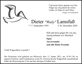 Anzeige von Dieter Lamsfuß von Kölner Stadt-Anzeiger / Kölnische Rundschau / Express