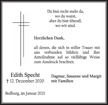 Anzeige von Edith Specht von  Werbepost 