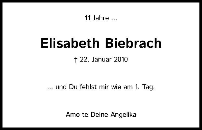  Traueranzeige für Elisabeth Biebrach vom 18.07.2023 aus Kölner Stadt-Anzeiger / Kölnische Rundschau / Express