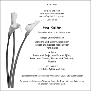 Anzeige von Eva Rothe von  Anzeigen Echo 