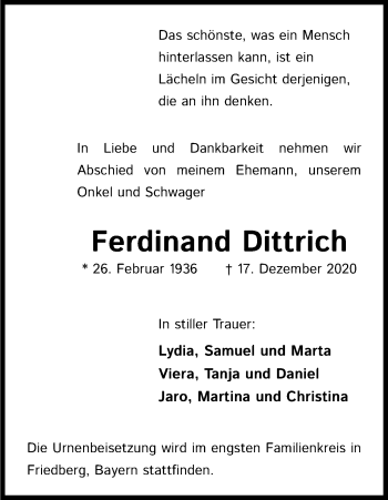Anzeige von Ferdinand Dittrich von Kölner Stadt-Anzeiger / Kölnische Rundschau / Express