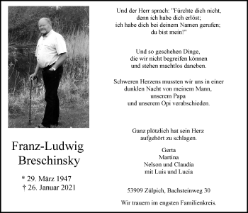 Anzeige von Franz-Ludwig Breschinsky von  Blickpunkt Euskirchen 